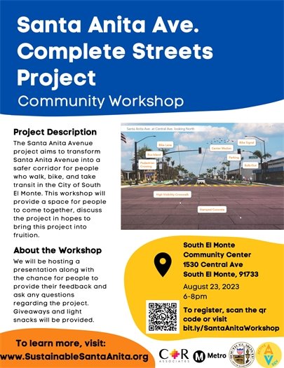 Santa Anita Ave Community Workshop Flyer 