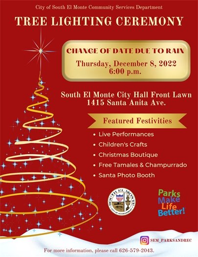 Tree Lighting Ceremony Rescheduled flyer 
